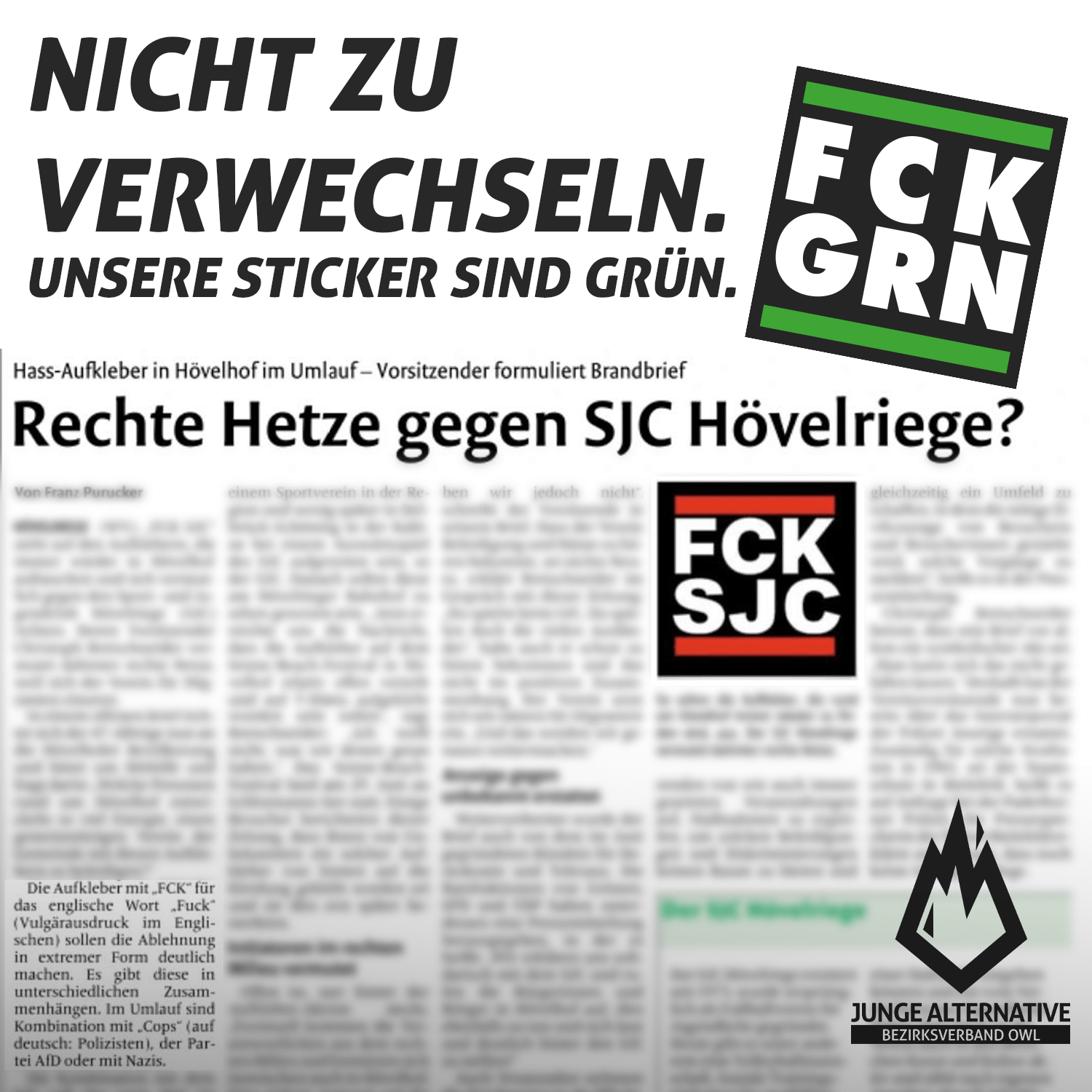 Read more about the article „Rechte Hetze“? Nein. Unsere Sticker sind grün.
